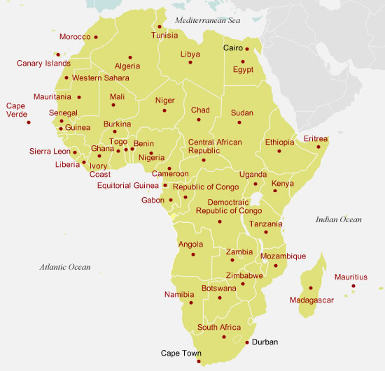 African Map, Africa Property Map, African Real Estate Location Map